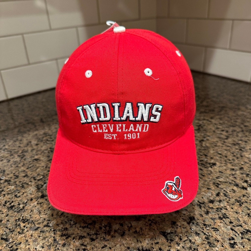 Vtg 90s Cleveland‎ Indians Chief Wahoo Drew Pearson Hat Strap Back Deadstock New